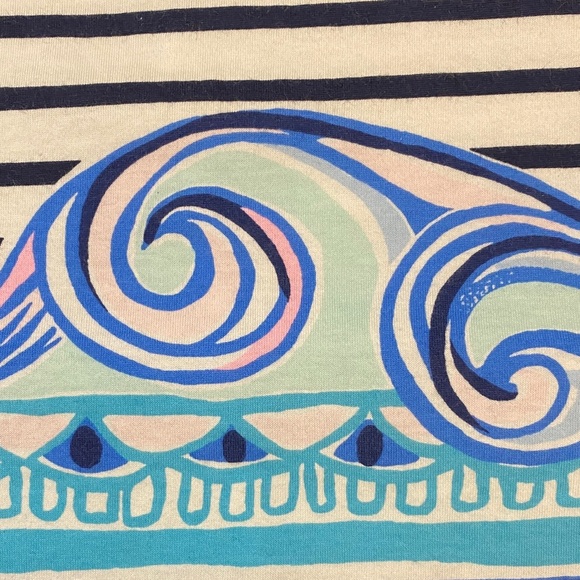 Lilly Pulitzer Black/White Striped With Blue Wave Hem Mini Dress - Medium - Picture 4 of 8